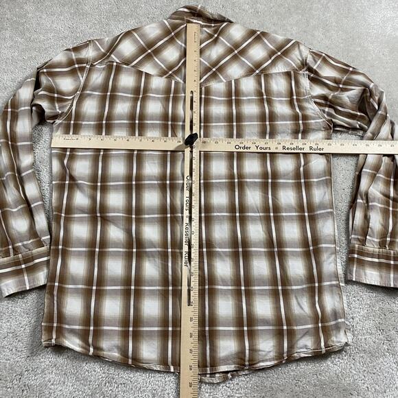 Larry Mahan Cowboy Collection Shirt Mens L Brown Plaid Western Pearl Snap - Picture 6 of 9